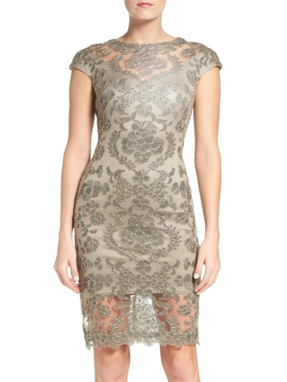 Tadashi Shoji Embroidered Lace Sheath Dress - size 4